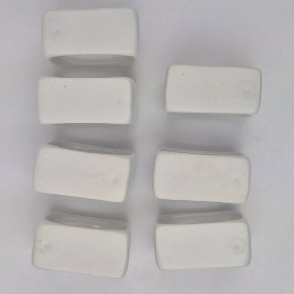 Crown Baccara Napkin Rings Modern Rectangle Porcelain Glossy Finish Set of 7 - Picture 10 of 13